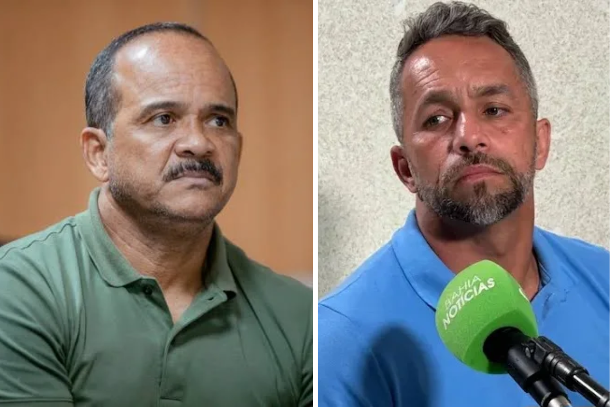 Montagem mostra Elinaldo Araújo e Flávio Matos em meio à repercussão sobre crise política em Camaçari