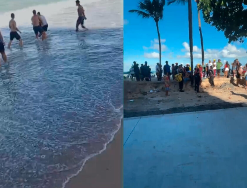 Jovem é socorrida após ataque de tubarão na praia de Boa Viagem, na Zona Sul do Recife