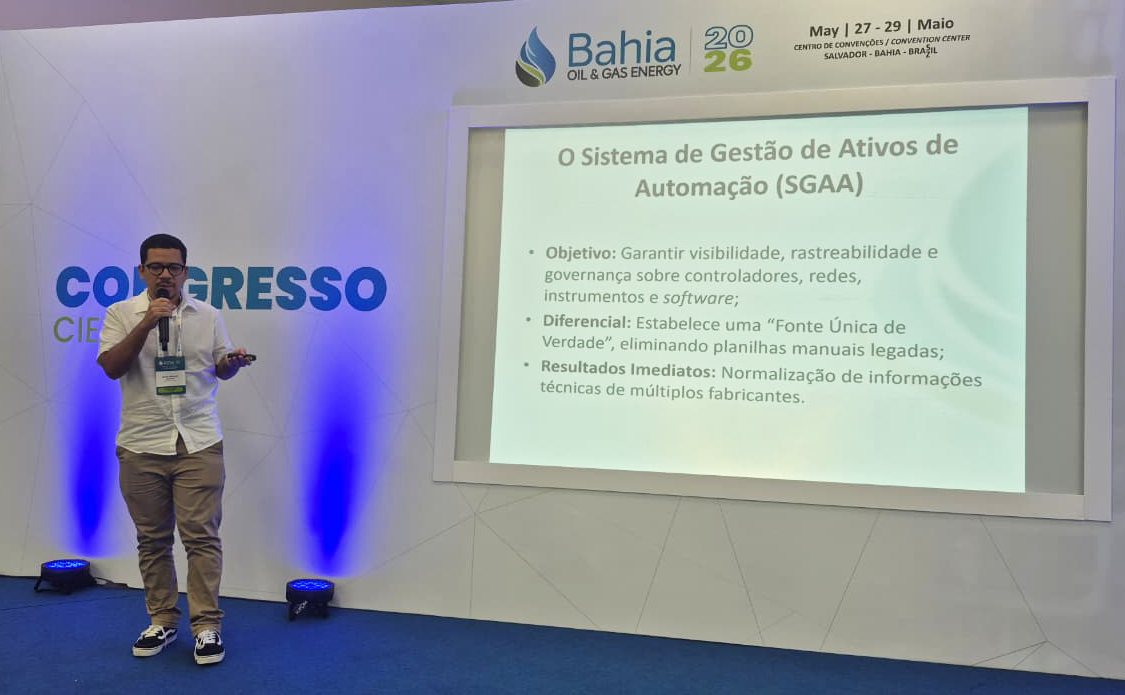 Representante da Braskem apresenta painel no Bahia Oil & Gas Energy 2026, no Centro de Convenções de Salvador
