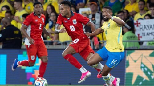 Seleção Brasileira disputa lance contra o Panamá em amistoso no Maracanã antes da preparação para a Copa do Mundo de 2026