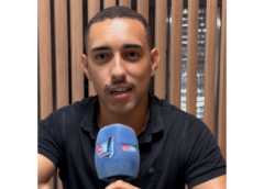 Soldado Neres, um dos organizadores do Corridão do Juca em Camaçari, fala durante entrevista jornalística